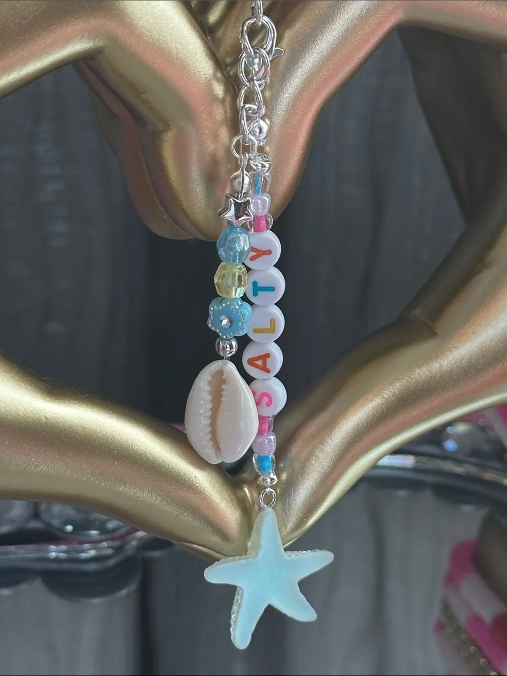 🫶🏼🩵SALTY- beach vibe key chain Handmade with love 🩵